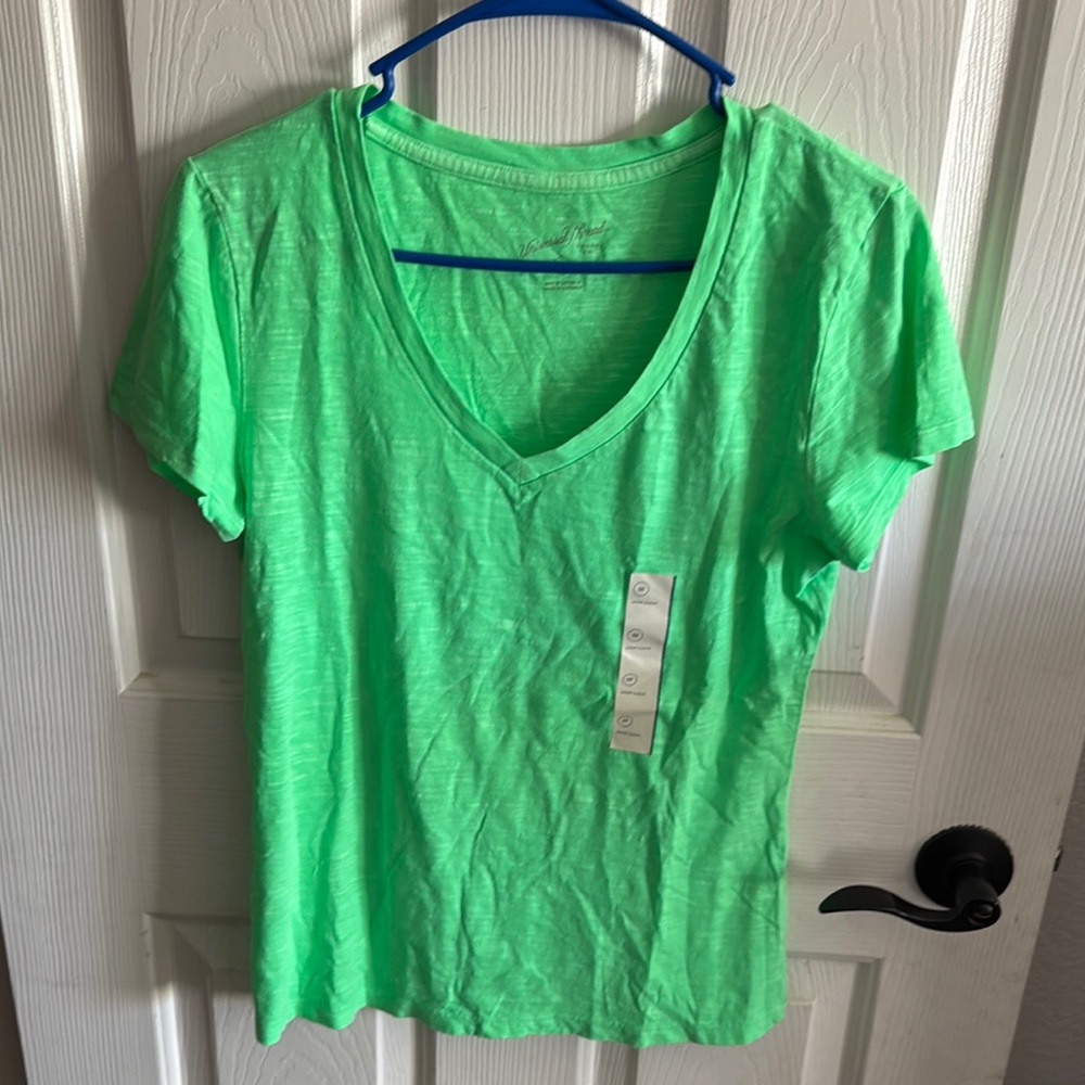 Green V-Neck Women's Top